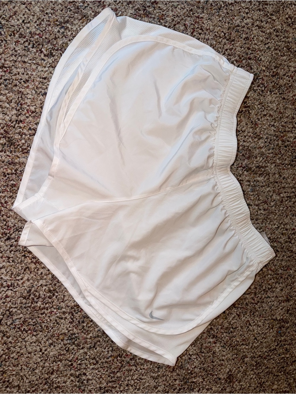Nike Women's White Mesh-Trim Athletic Shorts
